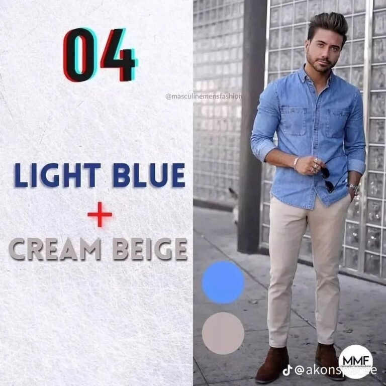 Relaxed Yet Refined: Light Blue Shirt and Cream Mid-Rise Pants