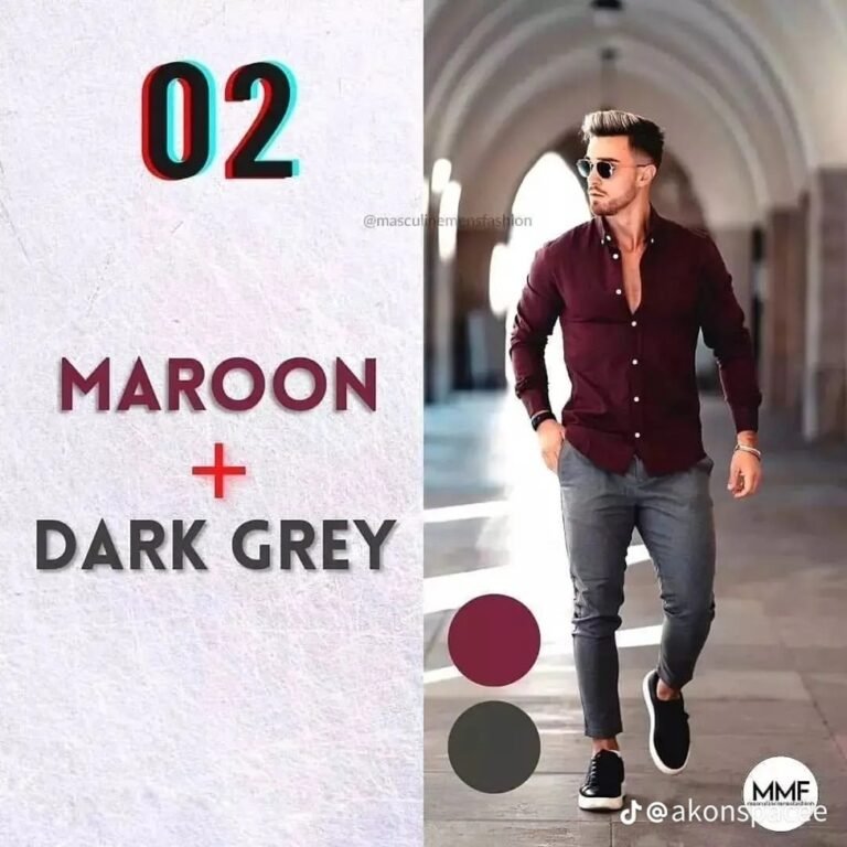 A Sharp Look: Maroon Shirt and Dark Grey Pants